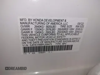 2023 Acura MDX w/Advance Package with VIN 5J8YE1H88PL006479, listed as a IAAI auction lot 41386253 with 28,729 mi miles. Bid and sale history available at carsss.com. Image 9.
