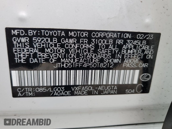 2023 Lexus LS 500 z VIN JTHD51FF4P5018212, wystawiony jako Copart lot #38629154 z przebiegiem 6 546 mil mil oraz . Historia ofert i sprzedaży dostępna na DreamBid. Obrazek 14.