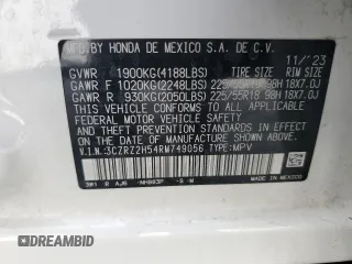 2024 Honda HR-V Sport with VIN 3CZRZ2H54RM749056, listed as a Copart auction lot 42791745 with 15,978 mi miles and Salvage title. Bid and sale history available at DreamBid. Image 13.