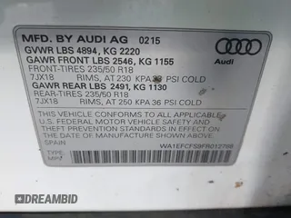 2015 Audi Q3 Premium Plus with VIN WA1EFCFS9FR012788, listed as a IAAI auction lot 41655224 with 129,080 mi miles and . Bid and sale history available at DreamBid. Image 9.