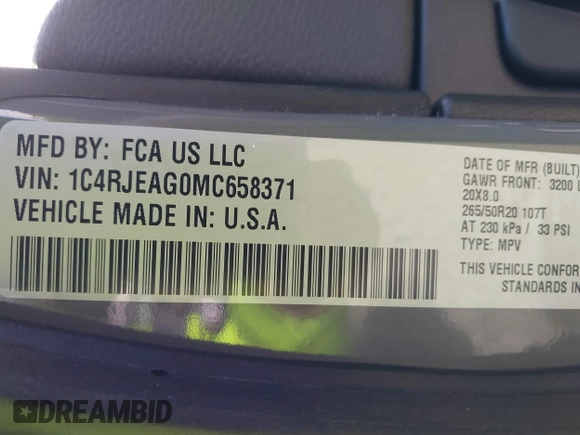 2021 Jeep Grand Cherokee Laredo E с VIN 1C4RJEAG0MC658371, выставлен на аукционе IAAI как лот 42271039 с пробегом 39 919 миль миль и . История ставок и продаж доступна на DreamBid. Изображение 9.