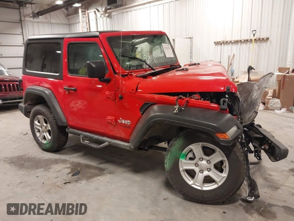 2019 Jeep Wrangler Sport S with VIN 1C4GJXAG4KW646013, listed as a IAAI auction lot 41556750 with 44,911 mi miles and . Bid and sale history available at DreamBid. Image 1.