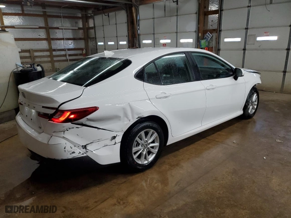 2025 Toyota Camry LE with VIN 4T1DAACK4SU574383, listed as a Copart auction lot 51952475 with 5,403 mi miles and Salvage Title. Bid and sale history available at carsss.com. Image 3.