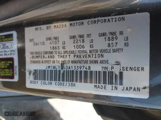 2010 Mazda Mazda3 s Sport with VIN JM1BL1H63A1339748, listed as a IAAI auction lot 41989053 with 105,511 mi miles. Bid and sale history available at carsss.com. Image 9.