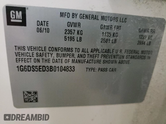 2011 Cadillac CTS Premium with VIN 1G6DS5ED3B0104833, listed as a Copart auction lot 41708285 with 160,261 mi miles and Salvage Title. Bid and sale history available at carsss.com. Image 14.