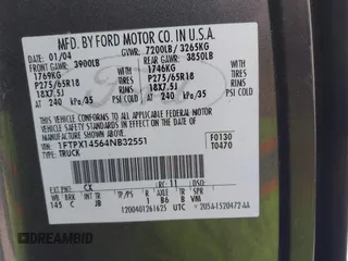 2004 Ford F-150 XLT с VIN 1FTPX14564NB32551, выставлен на аукционе IAAI как лот 42125478 с пробегом 188 332 миль миль и . История ставок и продаж доступна на DreamBid. Изображение 9.