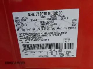 2006 Ford F-150 XLT с VIN 1FTPX14566KB21652, выставлен на аукционе Copart как лот 54096675 с пробегом 56 237 миль миль и Списание • Salvage title. История ставок и продаж доступна на DreamBid. Изображение 13.