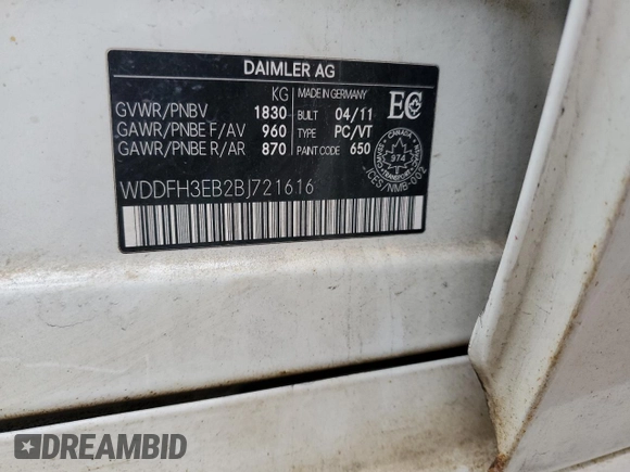 2011 Mercedes-Benz B 200 with VIN WDDFH3EB2BJ721616, listed as a Copart auction lot 77878044 with 142,731 mi miles and Clean Title. Bid and sale history available at DreamBid. Image 13.
