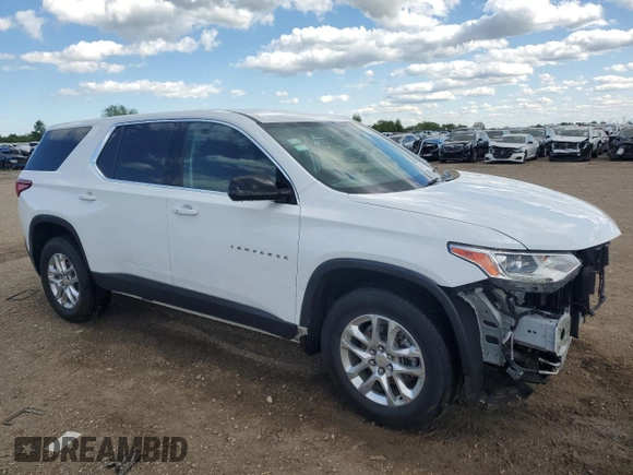 2020 Chevrolet Traverse LS with VIN 1GNERFKW0LJ312325, listed as a Copart auction lot 57518125 with 53,748 mi miles and Salvage title. Bid and sale history available at DreamBid. Image 4.