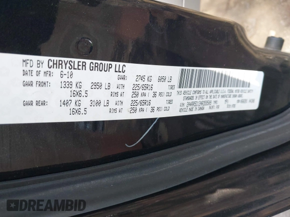 2010 Chrysler Town & Country Touring with VIN 2A4RR5D12AR359509, listed as a IAAI auction lot 42178261 with 160,707 mi miles and . Bid and sale history available at DreamBid. Image 9.