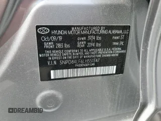 2020 Hyundai Elantra SEL z VIN 5NPD84LF6LH551347, wystawiony jako Copart lot #57335135 z przebiegiem 34 210 mil mil oraz Szkoda całkowita • Salvage title. Historia ofert i sprzedaży dostępna na DreamBid. Obrazek 13.
