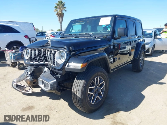 2024 Jeep Wrangler Sahara with VIN 1C4PJXEN9RW111214, listed as a IAAI auction lot 41653921 with 9,118 mi miles and . Bid and sale history available at carsss.com. Image 2.