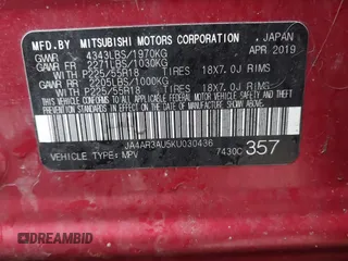 2019 Mitsubishi Outlander ES z VIN JA4AR3AU5KU030436, wystawiony jako IAAI lot #41509150 z przebiegiem 72 657 mil mil oraz . Historia ofert i sprzedaży dostępna na DreamBid. Obrazek 9.