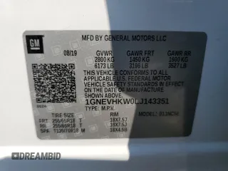 2020 Chevrolet Traverse LT Leather with VIN 1GNEVHKW0LJ143351, listed as a Copart auction lot 69691724 with 118,373 mi miles and Salvage Title. Bid and sale history available at carsss.com. Image 13.