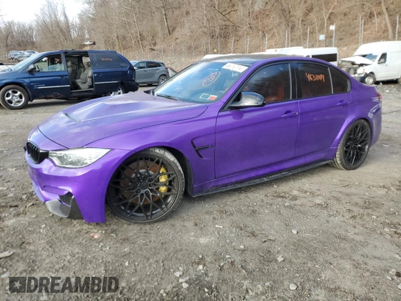 2016 BMW M3 with VIN WBS8M9C56G5D30124, listed as a Copart auction lot 46310114 with 83,068 mi miles. Bid and sale history available at carsss.com. Image 1.