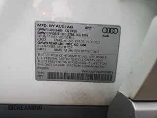 2021 Audi Q5 Premium with VIN WA1AAAFY8M2059824, listed as a Copart auction lot 72962562 with 15,475 mi miles. Bid and sale history available at carsss.com. Image 13.