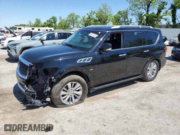 2017 Infiniti QX80 with VIN JN8AZ2NEXH9151613, listed as a Copart auction lot 55811025 with 286,125 mi miles and Salvage title. Bid and sale history available at DreamBid. Image 1.