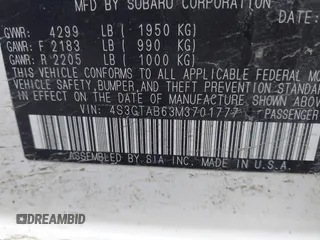 2021 Subaru Impreza with VIN 4S3GTAB63M3701777, listed as a IAAI auction lot 41787091 with 48,593 mi miles and . Bid and sale history available at DreamBid. Image 9.