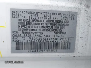 2023 Nissan Sentra SR with VIN 3N1AB8DV5PY272002, listed as a IAAI auction lot 42010828 with 13,210 mi miles and . Bid and sale history available at DreamBid. Image 9.