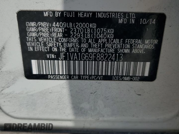 2015 Subaru WRX Limited с VIN JF1VA1G69F8822413, выставлен на аукционе Copart как лот 59721115 с пробегом 166 537 миль миль и Списание • Salvage title. История ставок и продаж доступна на DreamBid. Изображение 12.