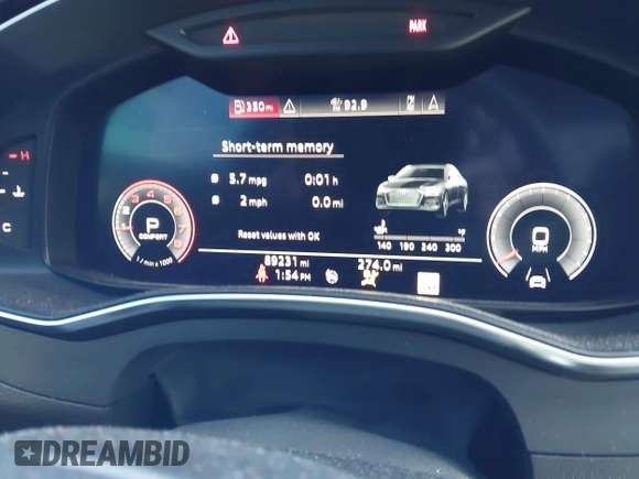 2019 Audi A6 Prestige with VIN WAUM2AF29KN024939, listed as a IAAI auction lot 41432220 with 89,231 mi miles. Bid and sale history available at carsss.com. Image 7.