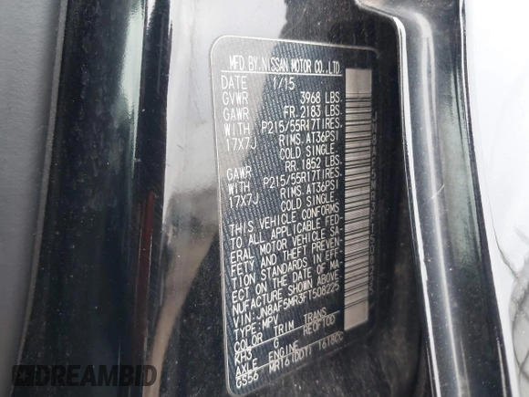 2015 Nissan Juke S with VIN JN8AF5MR3FT508225, listed as a IAAI auction lot 41066571 with 131,319 mi miles. Bid and sale history available at carsss.com. Image 9.