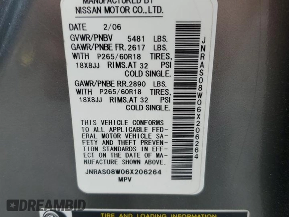 2006 Infiniti FX35 with VIN JNRAS08W06X206264, listed as a Copart auction lot 79612294 with 137,088 mi miles and Salvage Title. Bid and sale history available at carsss.com. Image 13.