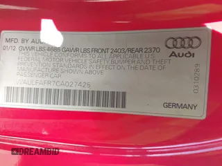 2012 Audi A5 Premium Plus z VIN WAULFAFR7CA027425, wystawiony jako IAAI lot #42270842 z przebiegiem 155 545 mil mil oraz . Historia ofert i sprzedaży dostępna na DreamBid. Obrazek 9.