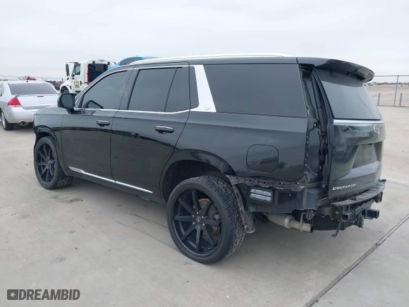 2021 Cadillac Escalade Premium Luxury with VIN 1GYS3CKL2MR163981, listed as a IAAI auction lot 41593007 with 61,753 mi miles. Bid and sale history available at carsss.com. Image 3.