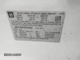2016 GMC Terrain SLE with VIN 2GKALNEK0G6329547, listed as a IAAI auction lot 41724262 with 67,288 mi miles. Bid and sale history available at carsss.com. Image 9.