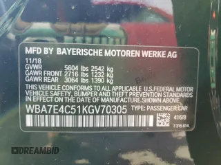2019 BMW 7 Series 740i xDrive с VIN WBA7E4C51KGV70305, выставлен на аукционе Copart как лот 50009705 с пробегом 129 427 миль миль и Списание • Salvage title. История ставок и продаж доступна на DreamBid. Изображение 13.