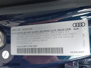 2018 Audi A3 Sedan Premium with VIN WAUAUGFF7J1051629, listed as a IAAI auction lot 41885251 with 86,606 mi miles. Bid and sale history available at carsss.com. Image 9.