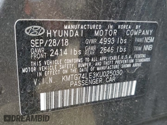 2019 Genesis G70 Advanced with VIN KMTG74LE3KU025030, listed as a Copart auction lot 46325035 with 26,942 mi miles and Clean Title. Bid and sale history available at DreamBid. Image 12.
