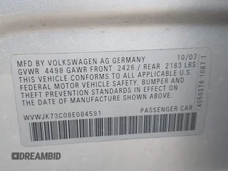 2008 Volkswagen Passat Turbo with VIN WVWJK73C08E084591, listed as a IAAI auction lot 42506443 with 140,360 mi miles and . Bid and sale history available at DreamBid. Image 9.