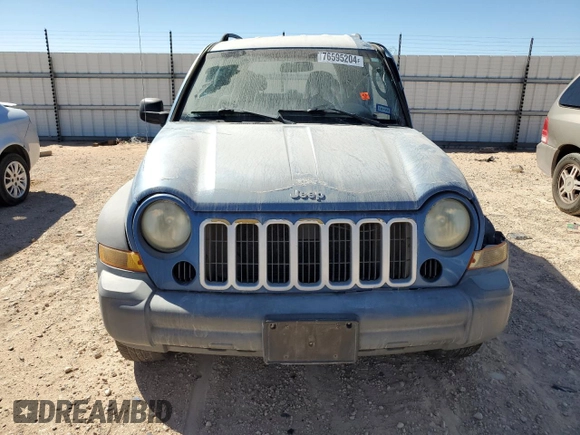 2005 Jeep Liberty Sport with VIN 1J4GK48K55W506055, listed as a Copart auction lot 76595204 with 0 mi miles and Salvage Title. Bid and sale history available at carsss.com. Image 5.