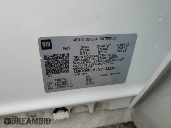 2022 GMC Acadia Denali with VIN 1GKKNPLS4NZ132119, listed as a Copart auction lot 86392404 with 37,404 mi miles and Salvage Title. Bid and sale history available at carsss.com. Image 14.
