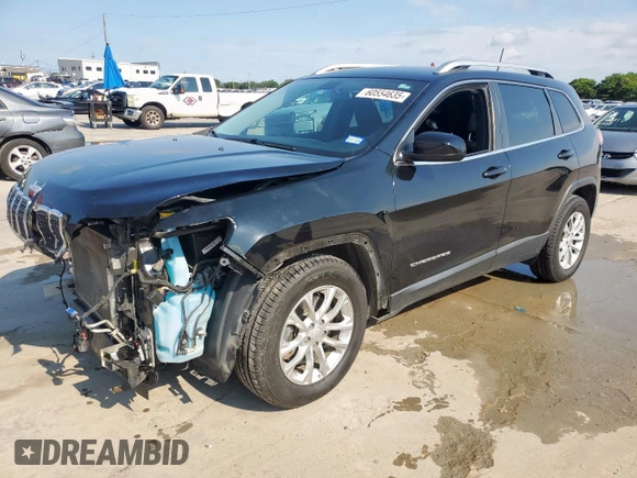 2019 Jeep Cherokee Latitude z VIN 1C4PJLCB7KD332961, wystawiony jako Copart lot #60554635 z przebiegiem 56 024 mil mil oraz Szkoda całkowita • Salvage title. Historia ofert i sprzedaży dostępna na DreamBid. Obrazek 1.