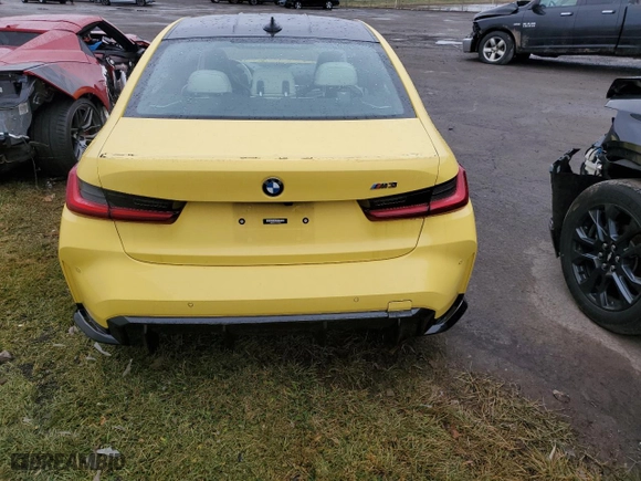 2022 BMW M3 with VIN WBS53AY01NFM30642, listed as a Copart auction lot 85710584 with 0 mi miles and Salvage Title. Bid and sale history available at carsss.com. Image 6.