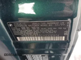 1999 BMW 3 Series z VIN WBABK8330XEY91814, wystawiony jako Copart lot #79799074 z przebiegiem 63 783 mil mil oraz Szkoda całkowita • Salvage title. Historia ofert i sprzedaży dostępna na DreamBid. Obrazek 12.