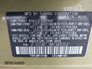 2021 Subaru Crosstrek Premium with VIN JF2GTAPC9MH348352, listed as a IAAI auction lot 42267540 with 67,592 mi miles and . Bid and sale history available at DreamBid. Image 9.