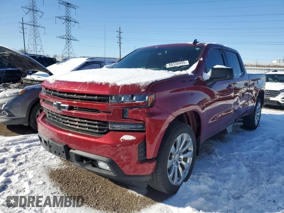 2021 Chevrolet Silverado 1500 RST with VIN 3GCUYEET2MG406048, listed as a Copart auction lot 88330495 with 21,692 mi miles and Salvage Title. Bid and sale history available at carsss.com. Image 1.