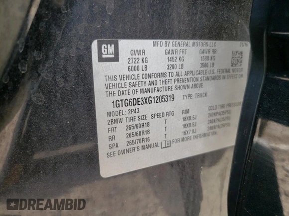 2016 GMC Canyon 4WD SLT with VIN 1GTG6DE3XG1205319, listed as a Copart auction lot 72036294 with 148,813 mi miles and Salvage Title. Bid and sale history available at carsss.com. Image 12.