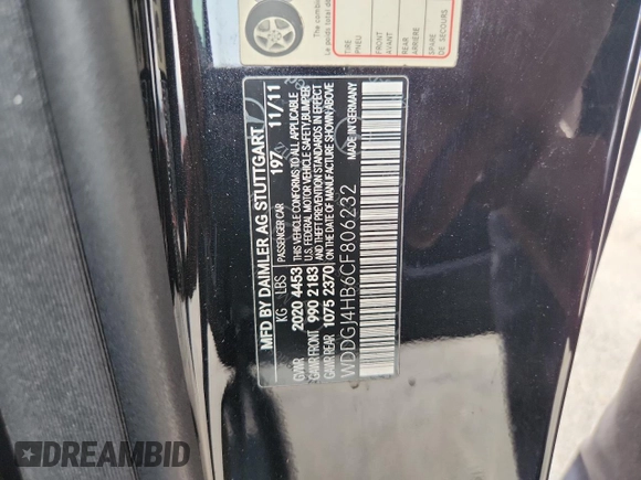 2012 Mercedes-Benz C 250 with VIN WDDGJ4HB6CF806232, listed as a Copart auction lot 56213655 with 159,956 mi miles and Salvage title. Bid and sale history available at DreamBid. Image 12.