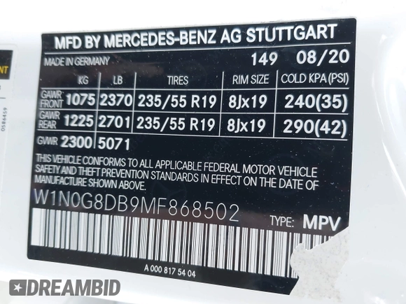2021 Mercedes-Benz GLC 300 с VIN W1N0G8DB9MF868502, выставлен на аукционе IAAI как лот 41929908 с пробегом 68 958 миль миль и . История ставок и продаж доступна на DreamBid. Изображение 9.