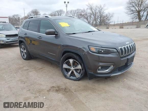 2019 Jeep Cherokee Limited with VIN 1C4PJLDN6KD119458, listed as a IAAI auction lot 41408906 with 72,293 mi miles. Bid and sale history available at carsss.com. Image 1.