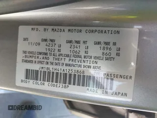 2010 Mazda 3 Mazdaspeed3 Sport with VIN JM1BL1H41A1253868, listed as a IAAI auction lot 41993182 with 124,120 mi miles and . Bid and sale history available at DreamBid. Image 9.