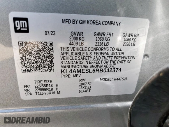 2024 Buick Encore GX Sport Touring with VIN KL4AMESL6RB042374, listed as a Copart auction lot 59838495 with 31,284 mi miles and Salvage title. Bid and sale history available at DreamBid. Image 14.