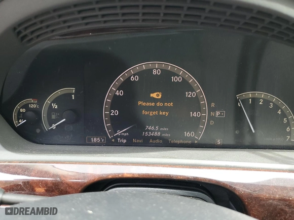 2009 Mercedes-Benz S-Class 5.5L V8 with VIN WDDNG86X19A259355, listed as a Copart auction lot 51945715 with 153,488 mi miles and Salvage Title. Bid and sale history available at carsss.com. Image 9.