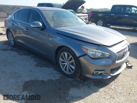 2014 Infiniti Q50 Hybrid Premium with VIN JN1AV7AP4EM691014, listed as a IAAI auction lot 41984130 with 114,230 mi miles and . Bid and sale history available at DreamBid. Image 1.