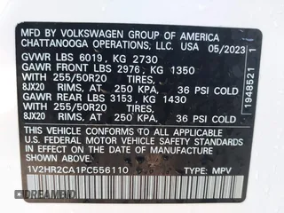 2023 Volkswagen Atlas SE с VIN 1V2HR2CA1PC556110, выставлен на аукционе IAAI как лот 41131285 с пробегом 13 543 миль миль и . История ставок и продаж доступна на DreamBid. Изображение 9.